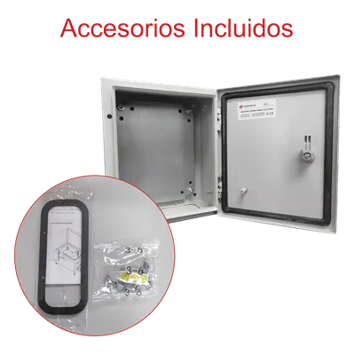Gabinete de Acero para Intemperie / IP66 / IK10 / 400 x 400 x 200 mm / Carga 30 kg / Placa Trasera, imagen 6