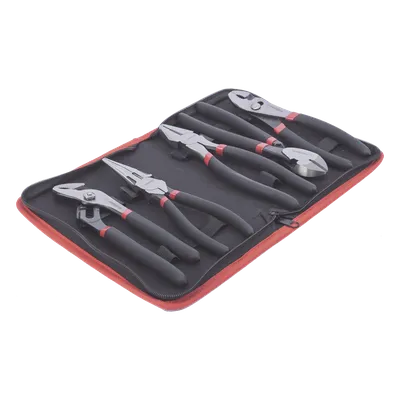 Juego de Pinzas / 5 Piezas / 8" (203.2 mm) / Acero / Mango Antiderrapante / Estuche Plástico, imagen 3