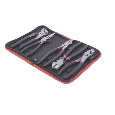 Juego de Pinzas / 5 Piezas / 8" (203.2 mm) / Acero / Mango Antiderrapante / Estuche Plástico, imagen 4