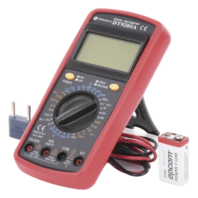 Multímetro Digital / Pantalla LCD 67 x 42 mm / 1999 Recuentos / 600V CC/CA CAT II / Corriente 10A / Resistencia 200 MΩ / Prueba HFE Transistores, imagen 3