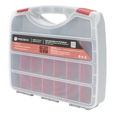 Caja Organizadora / 21 Divisiones Configurables / 38 x 31 x 7 cm (14.96 x 12.2 x 2.76 in) / Plástico de Alta Resistencia, imagen 2