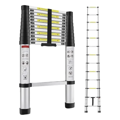 Escalera Telescópica / Aluminio / Altura 3.8 m (12.5 ft) / Carga 150 kg / Plegable 85 cm (2.8 ft) / 13 kg, imagen 2