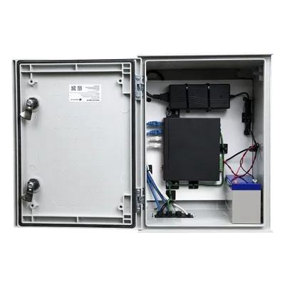 Kit de Gabinete de Poliéster IP65 / Switch PoE Mixto 24V/48V / Batería 12V 7Ah / 300x400x200 mm (11.8x15.7x7.9 in), imagen 2